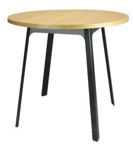 Round Coffee Table Sturdy Metal Frame Legs Modern Wooden Metal Design Simple Coffee Table