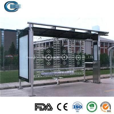 Huasheng Bus Station Shelter China Bus Stop Shelter Supply Roadside Advertising Prefabricated Solar Modern Bus Station Shelter