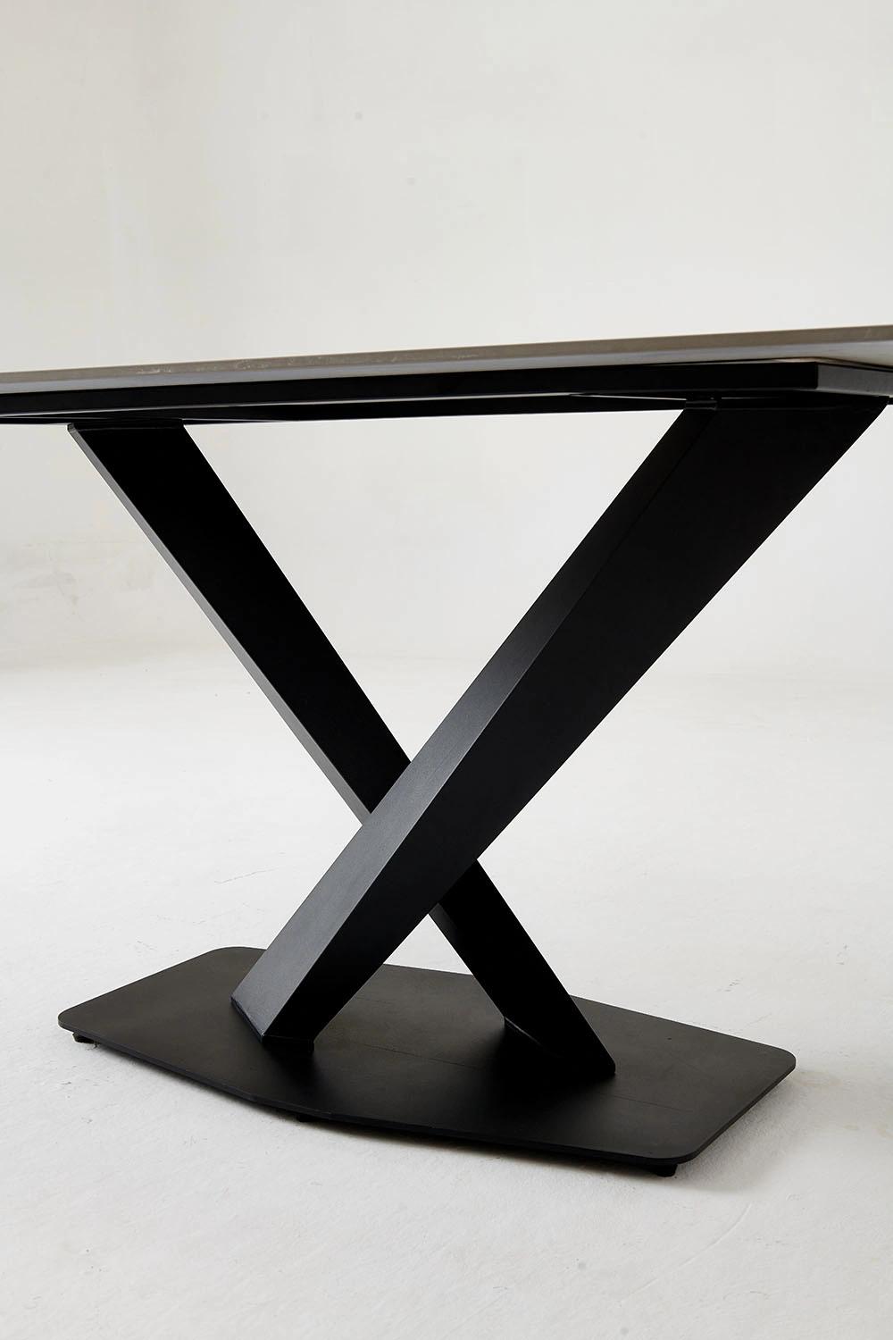 Titanium Legs Hotel Restaurant White marble Rock Beam Dining Table