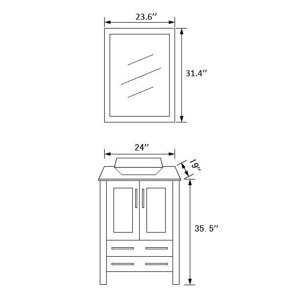 Modern Above Mount Ceramic Sink Bath Furniture T9160