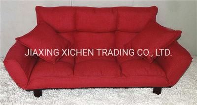 Modern Red Fabric Folding Sofa Bed with Short Wooden Legs