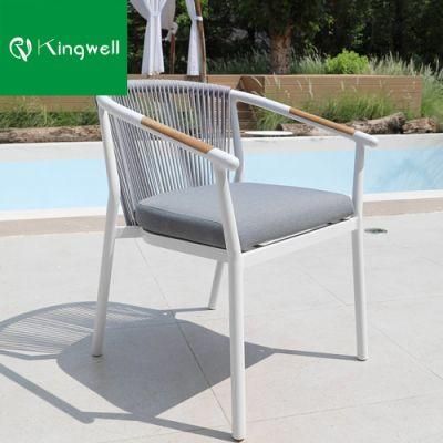 Foshan Manufacturer Stackable Modern Commercial Restaurant Aluminum Outdoor Rope Dining Chair