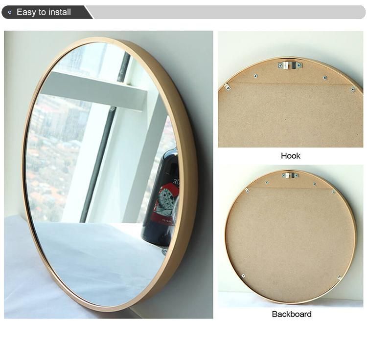 Round 30′′ 32′′ Black Golden Metal Framed Bathroom Mirror for Home Hotel Decoration