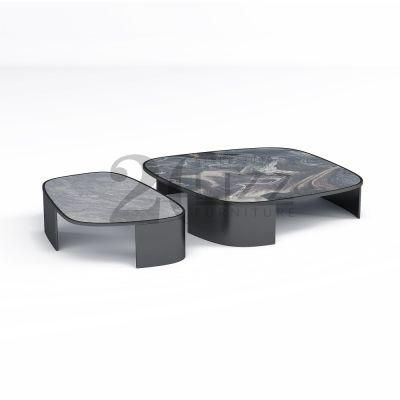 Factory Directly Wholesale Unique Black Marble Top Coffee Table and Chiars for Home Living Room Hotel