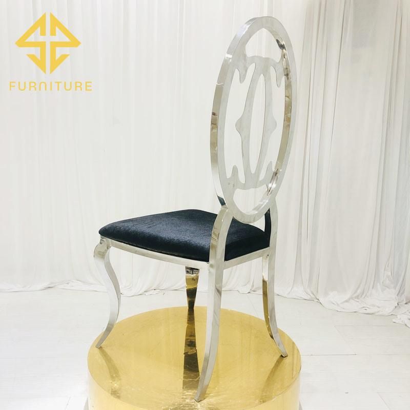 Luxury Design Flower Back Stainless Steel Dining Chair Hotel Furniture Wedding Events Used