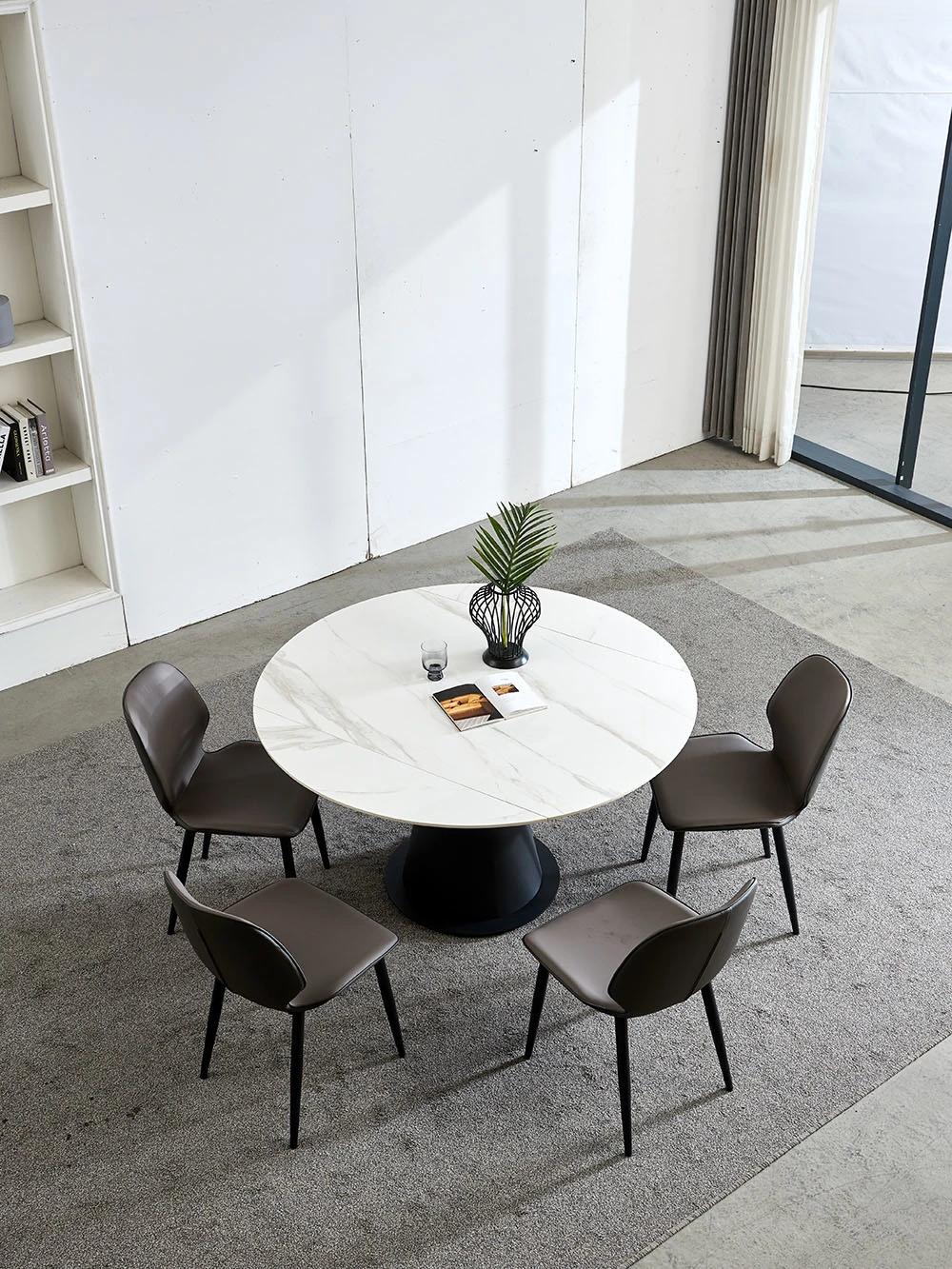 Hot Sale Apartment Furniture Round Folded Marble Dining Table