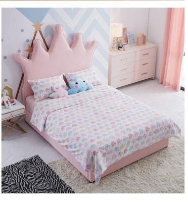 Modern Children Bedroom Furniture Single Bed Pink Bed for Girl
