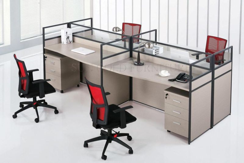 Movable 4 People Seats Workstation Aluminium Office Partition (SZ-WST655)