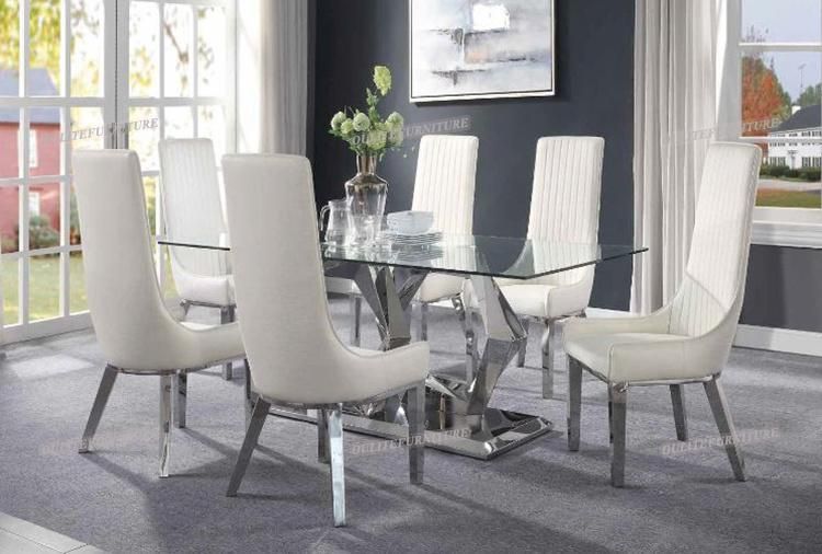 Metal Frame High Back Tall Dining Chair with Table Set