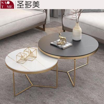 Modern Simple Luxury Living Room Furniture Stainless Steel Frame Slate Coffee Table