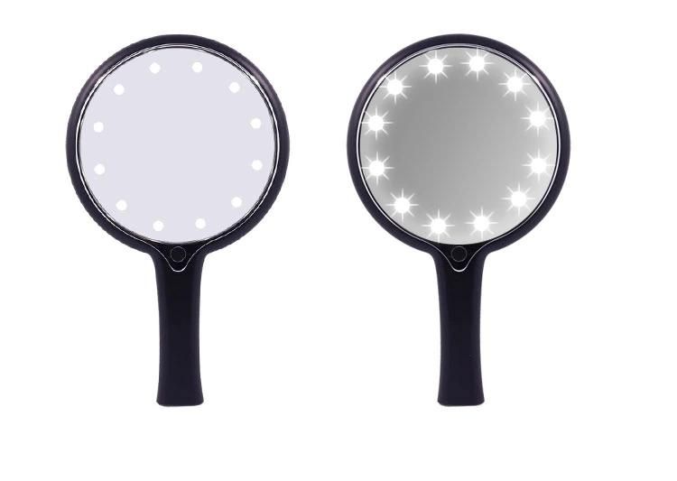 Hand Travel Pocket Beauty Mirrors 12PCS LED with Handle