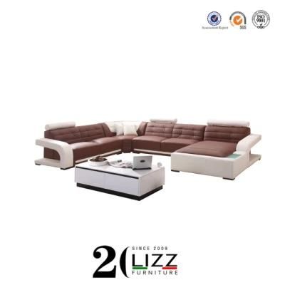Living Room Furniture Leather Sectional Sofa Set for Home