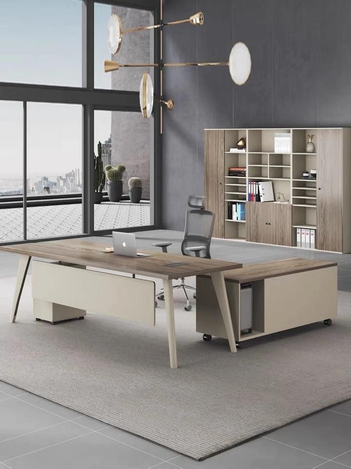 Wooden Feet Movable Manager Executive Office Desk