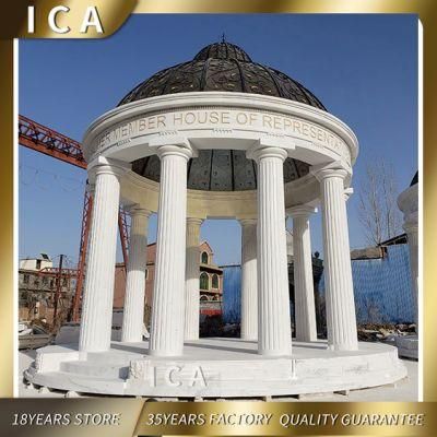 Hand Carved Modern Europe Outdoor Decorative Round Marble Gazebo