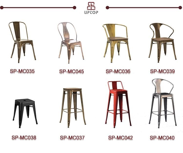 Modern Popular Iron Barstools Cafe Industrial Metal Bar Chairs with Wood
