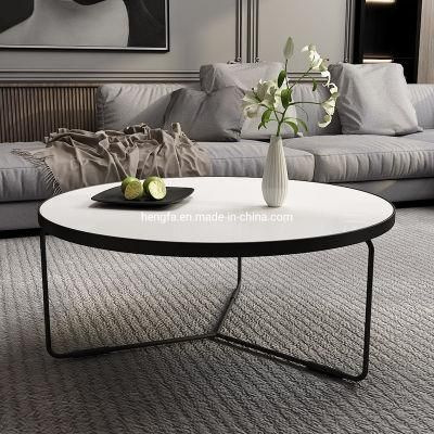 Modern Living Room Furniture Marble Top Metal Round Coffee Table