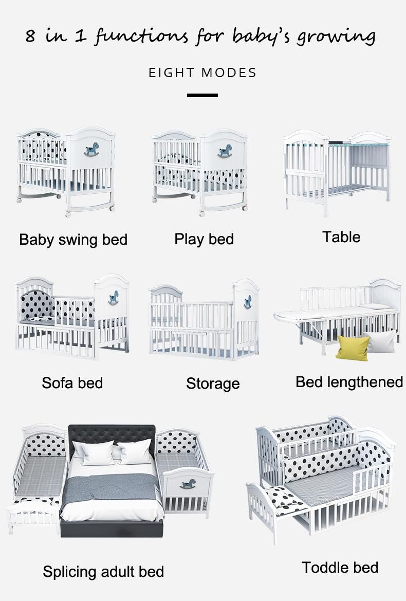 Convertible Baby Crib Furniture Sets Bed Extender and Changeable