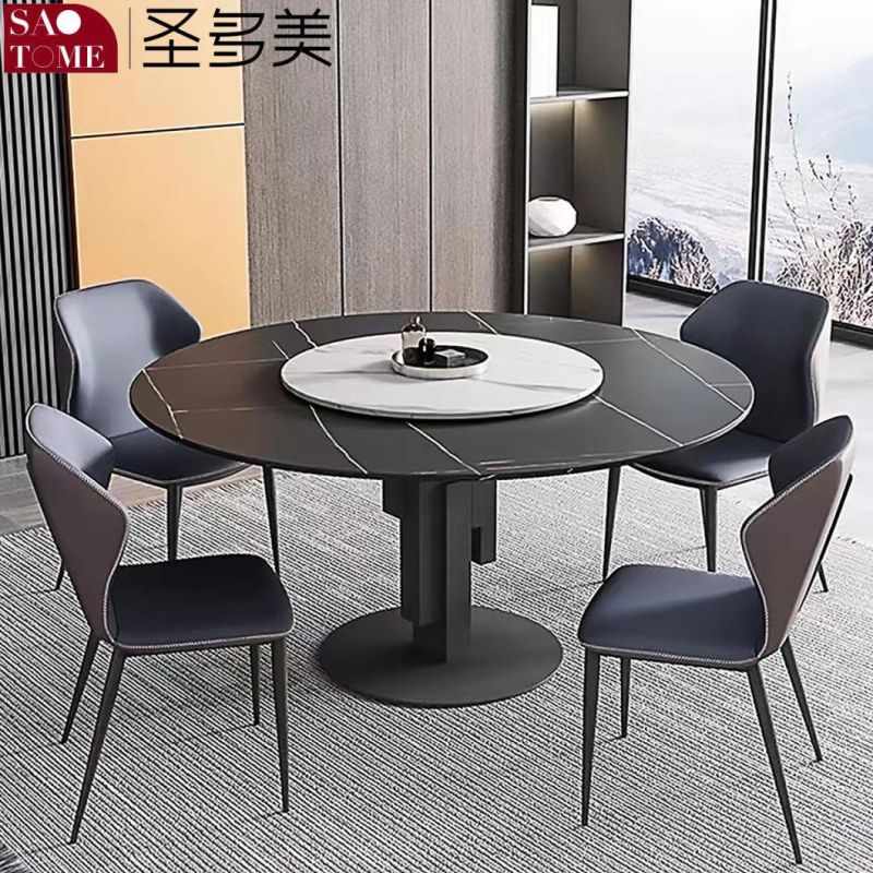 Modern Rock Furniture Geometric Round Dining Table with Turntable