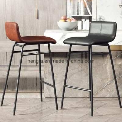 Home Design Set Cafe Restaurant Metal Base Leather Dining Chairs