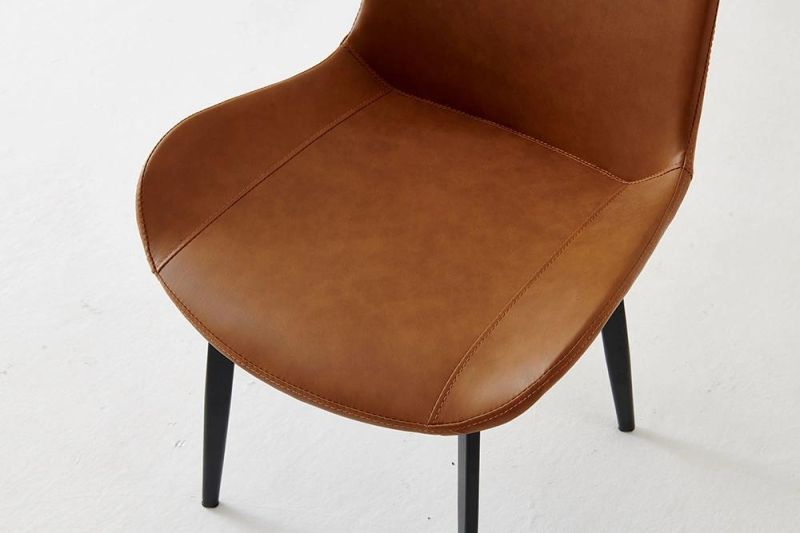 Modern Luxury Brown PU Leather Dining Chair