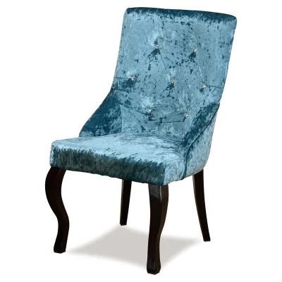 Hotel Luxury Fabric Removable Stainless Steel Leg Knocker Dining Chair in Grey Velvet Fabric