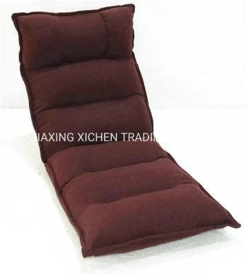 Brown Fabric 6-Positions Adjustable Yoga Floor Sofa Tatami Chair