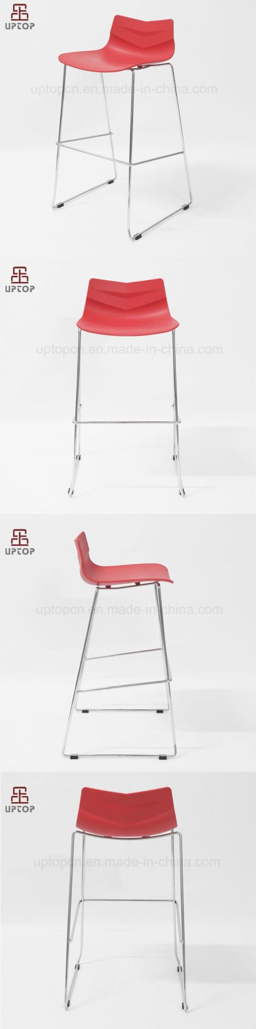 Colorful Modern Plastic Barstool Chair with Chrome Steel Leg (SP-BS326)