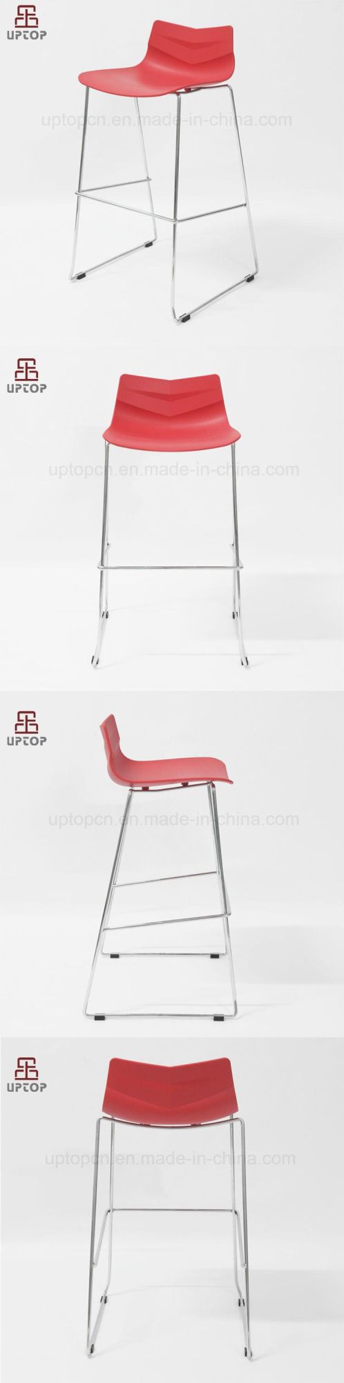 Colorful Modern Plastic Barstool Chair with Chrome Steel Leg (SP-BS326)