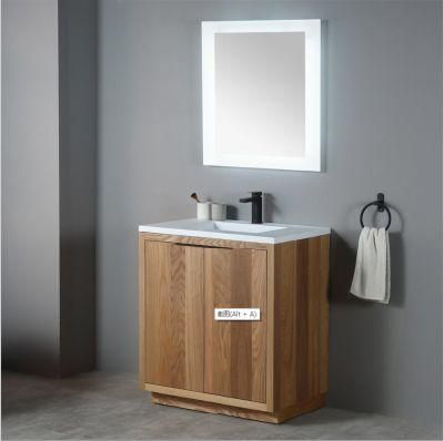 Modern Solid Wood Bathroom Cabinet Simple with Ceramics Contertop