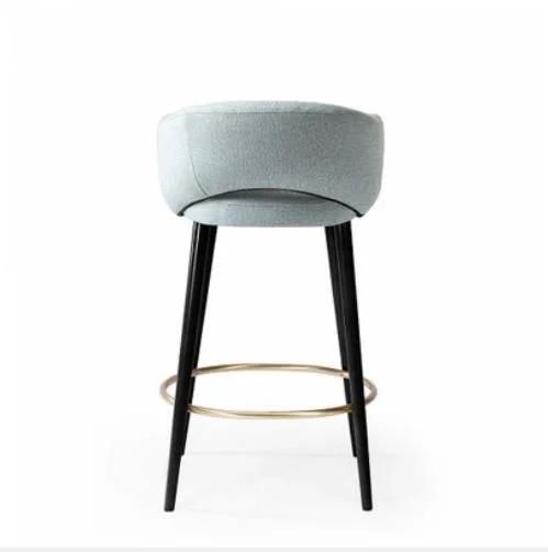 High-End Modern Design Hotel Gold Metal Iron Legs Bar Stool High Commercial Armrest Bar Chair for Barpu Leather