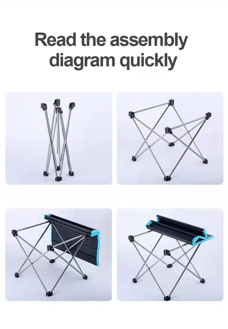 Modern Design Square Portable Adjustable Outdoor Aluminum Alloy Folding Table with Storage Bag