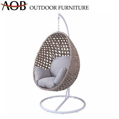 Chinese Modern Outdoor Garden Patio Furniture Rattan Wicker Swing Set Hanging Egg Chair with Cushion