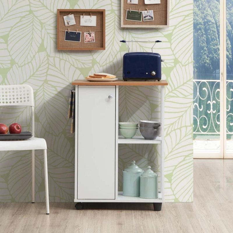 Open Shelves and Cupboard Space Kitchen Shopping Cart