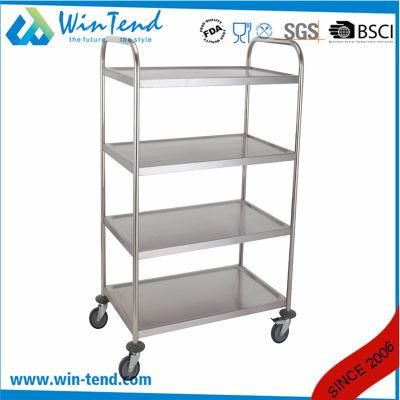 Hotel Restaurant 4 Tiers Steel Trolley Room Service Cart for Kitchen