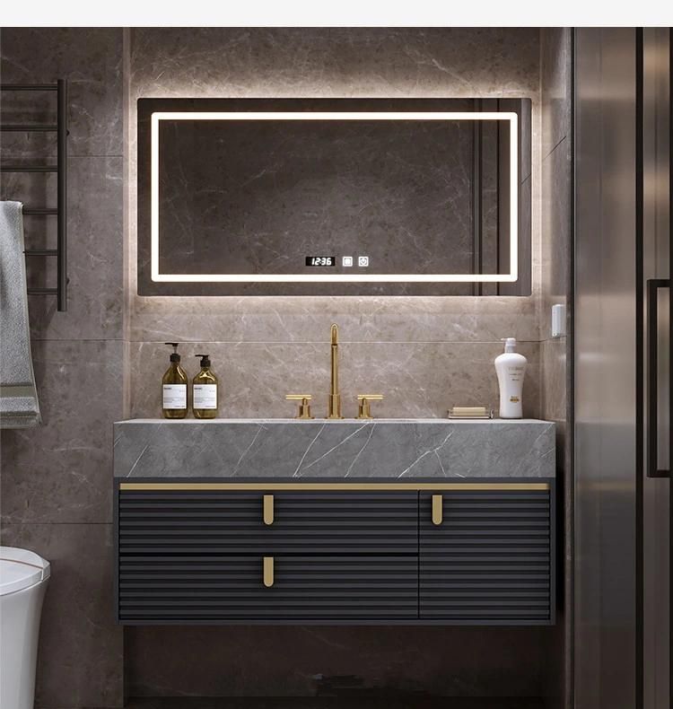 Modern Minimalist Rock Board Bathroom Cabinet Combination Smart Mirror Light Luxury Bathroom Vanity Cabinet Floor Mounted