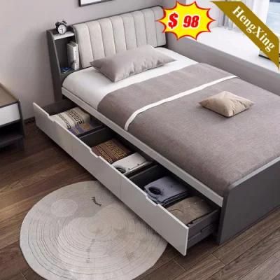 Luxury Modern Wood Homehotel Bedroom Furniture Set King Size Double Fabric Leather Bed Frame
