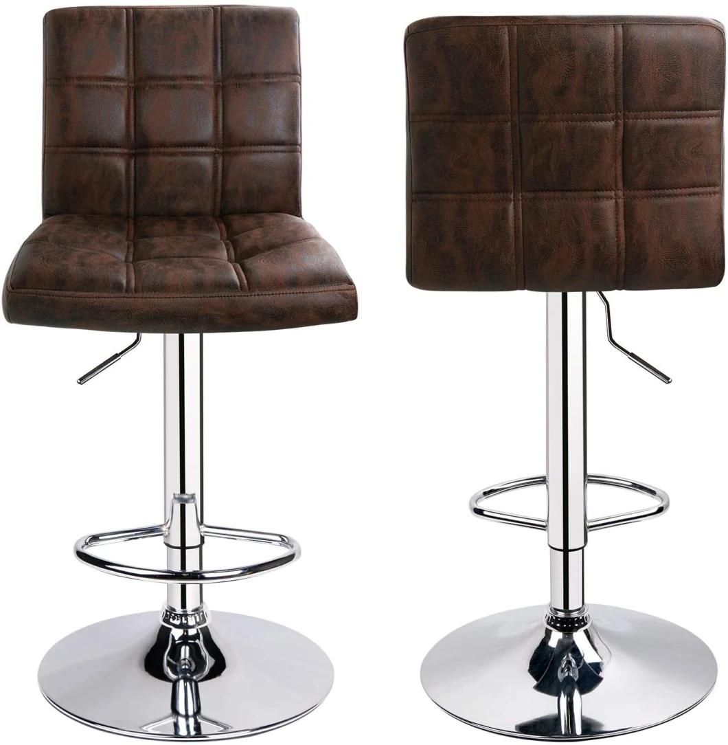 Wooden High Bar Chair with Back Contemporary Wood Upholstery Velvet Fabric Barstools Counter Stool