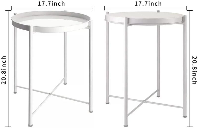 Js Folding Metal Side Table Waterproof Small Coffee Table Sofa