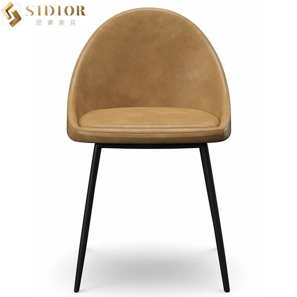 Brown PU Leather Ultra Modern Dining Chairs of 4 Armless