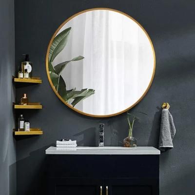 Jinghu China Factory Frame Frameless Home Decor Deep Black Bronze Metal Aluminum Alloy Framed Bathroom Mirror