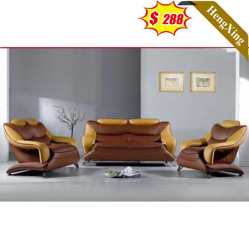 Modern Living Room Home Furniture Sofas Set Office Hotel Metal Legs Brown PU Leather Fabric 1/2/3 Seat Sofa