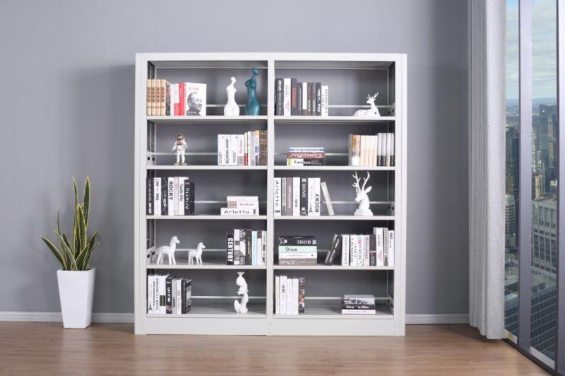 Double Sided Steel Bookshelf for Library Metal Office Book Rack Shelves/Bookcase