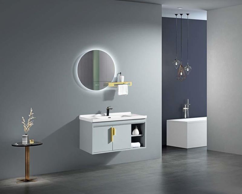 New Design Nordic Bathroom Cabinet Set Aluminum Bathroom Vanity Cabinet with Wash Basin Combo & Mirror