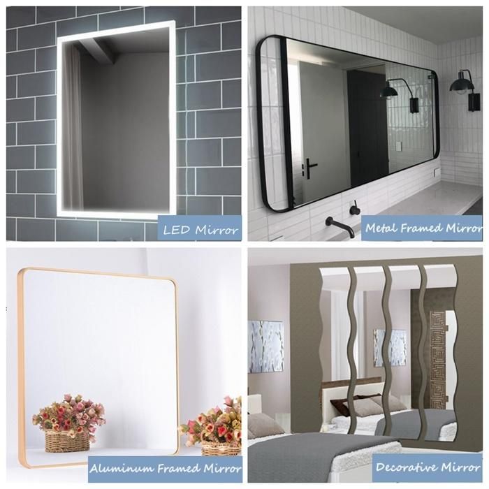 4mm 5mm 6mm Wall Mounted Home Decor Furniture Mirror Decorative Beveled Bath Mirror Round Rectangle Makeup Mirror