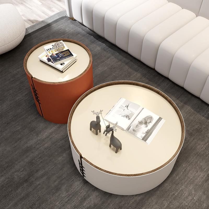 Home Furniture Leather Sintered Stone Coffee Table