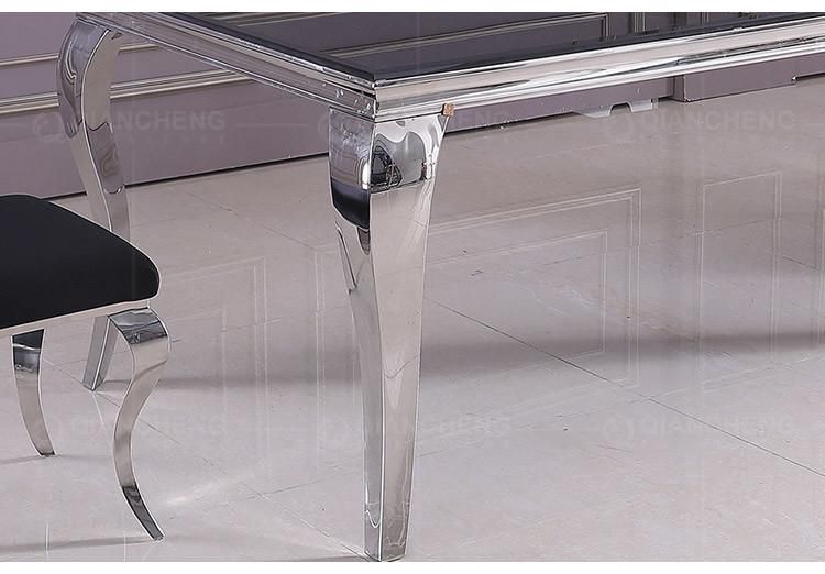 Modern Dining Room Furniture Stainless Steel Black Glass Dining Tables