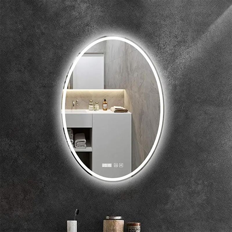 China Factory Custom 500*700mm Wall Mount Silver Oval LED Lighted Mirror for Bathroom/Barber Shop