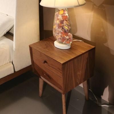 Four Legs Solid Wood Night Stand with 2 Drawers Less M. O. Q.