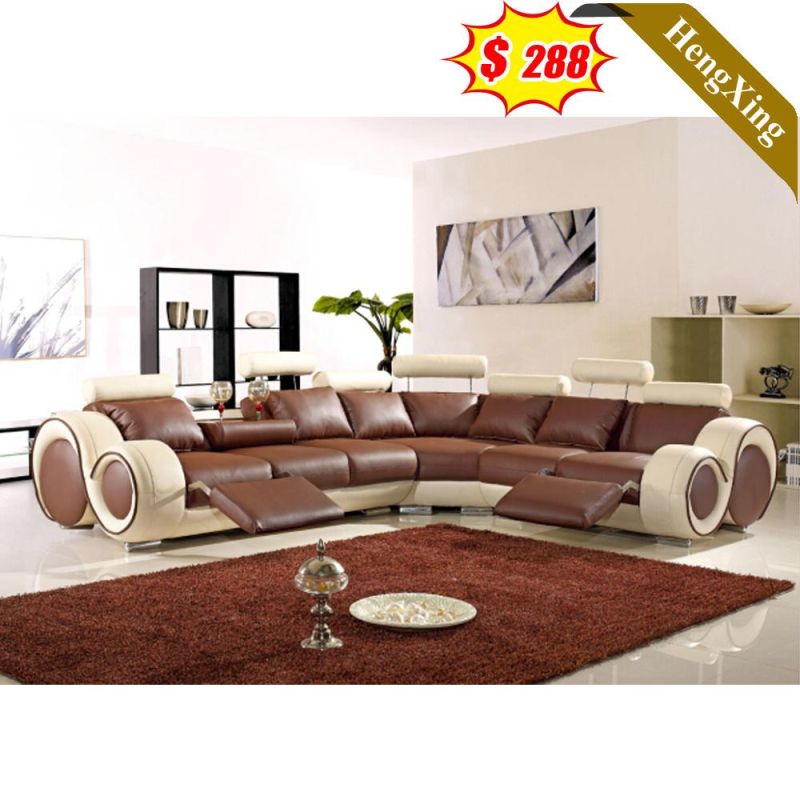Classic Leather Home Furniture Living Room L Shape Sofa with Footrest Office PU Fabric Function Sofas