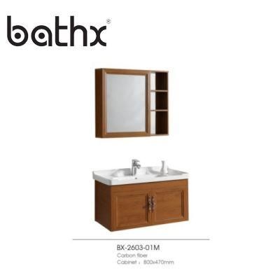 Modern Hotel Aluminum Bathroom Cabinet with Solid Wood Color Aluminum Bathroom Vanity